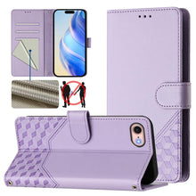 Load image into Gallery viewer, Honeycomb Embossing RFID Leather Phone Case, For iPhone 14 Pro Max, For iPhone SE 2022 / 2020 / 8 / 7, For iPhone 13 Pro Max, For iPhone 13 Pro, For iPhone 13 mini, For iPhone 12 / 12 Pro, For iPhone 12 Pro Max, For iPhone 12 mini