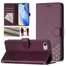Load image into Gallery viewer, Honeycomb Embossing RFID Leather Phone Case, For iPhone 14 Pro Max, For iPhone SE 2022 / 2020 / 8 / 7, For iPhone 13 Pro Max, For iPhone 13 Pro, For iPhone 13 mini, For iPhone 12 / 12 Pro, For iPhone 12 Pro Max, For iPhone 12 mini