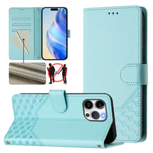 Load image into Gallery viewer, Honeycomb Embossing RFID Leather Phone Case, For iPhone 14 Pro Max, For iPhone SE 2022 / 2020 / 8 / 7, For iPhone 13 Pro Max, For iPhone 13 Pro, For iPhone 13 mini, For iPhone 12 / 12 Pro, For iPhone 12 Pro Max, For iPhone 12 mini