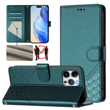 Load image into Gallery viewer, Honeycomb Embossing RFID Leather Phone Case, For iPhone 14 Pro Max, For iPhone SE 2022 / 2020 / 8 / 7, For iPhone 13 Pro Max, For iPhone 13 Pro, For iPhone 13 mini, For iPhone 12 / 12 Pro, For iPhone 12 Pro Max, For iPhone 12 mini