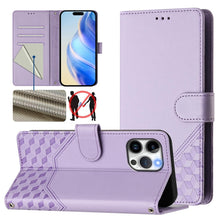Load image into Gallery viewer, Honeycomb Embossing RFID Leather Phone Case, For iPhone 14 Pro Max, For iPhone SE 2022 / 2020 / 8 / 7, For iPhone 13 Pro Max, For iPhone 13 Pro, For iPhone 13 mini, For iPhone 12 / 12 Pro, For iPhone 12 Pro Max, For iPhone 12 mini