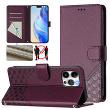 Load image into Gallery viewer, Honeycomb Embossing RFID Leather Phone Case, For iPhone 14 Pro Max, For iPhone SE 2022 / 2020 / 8 / 7, For iPhone 13 Pro Max, For iPhone 13 Pro, For iPhone 13 mini, For iPhone 12 / 12 Pro, For iPhone 12 Pro Max, For iPhone 12 mini