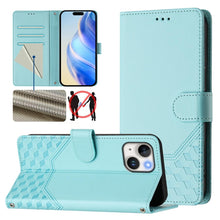 Load image into Gallery viewer, Honeycomb Embossing RFID Leather Phone Case, For iPhone 14 Pro Max, For iPhone SE 2022 / 2020 / 8 / 7, For iPhone 13 Pro Max, For iPhone 13 Pro, For iPhone 13 mini, For iPhone 12 / 12 Pro, For iPhone 12 Pro Max, For iPhone 12 mini