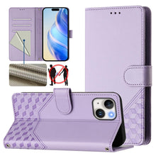 Load image into Gallery viewer, Honeycomb Embossing RFID Leather Phone Case, For iPhone 14 Pro Max, For iPhone SE 2022 / 2020 / 8 / 7, For iPhone 13 Pro Max, For iPhone 13 Pro, For iPhone 13 mini, For iPhone 12 / 12 Pro, For iPhone 12 Pro Max, For iPhone 12 mini