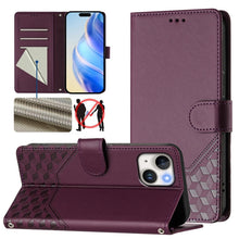 Load image into Gallery viewer, Honeycomb Embossing RFID Leather Phone Case, For iPhone 14 Pro Max, For iPhone SE 2022 / 2020 / 8 / 7, For iPhone 13 Pro Max, For iPhone 13 Pro, For iPhone 13 mini, For iPhone 12 / 12 Pro, For iPhone 12 Pro Max, For iPhone 12 mini