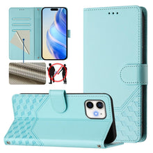Load image into Gallery viewer, Honeycomb Embossing RFID Leather Phone Case, For iPhone 14 Pro Max, For iPhone SE 2022 / 2020 / 8 / 7, For iPhone 13 Pro Max, For iPhone 13 Pro, For iPhone 13 mini, For iPhone 12 / 12 Pro, For iPhone 12 Pro Max, For iPhone 12 mini