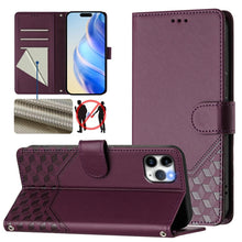 Load image into Gallery viewer, Honeycomb Embossing RFID Leather Phone Case, For iPhone 11 Pro Max, For iPhone 11, For iPhone 11 Pro, For iPhone X / XS, For iPhone XR, For iPhone XS Max, For iPhone 8 Plus / 7 Plus