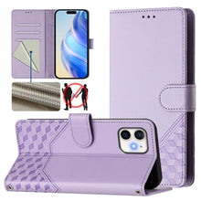 Load image into Gallery viewer, Honeycomb Embossing RFID Leather Phone Case, For iPhone 11 Pro Max, For iPhone 11, For iPhone 11 Pro, For iPhone X / XS, For iPhone XR, For iPhone XS Max, For iPhone 8 Plus / 7 Plus