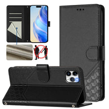 Load image into Gallery viewer, Honeycomb Embossing RFID Leather Phone Case, For iPhone 11 Pro Max, For iPhone 11, For iPhone 11 Pro, For iPhone X / XS, For iPhone XR, For iPhone XS Max, For iPhone 8 Plus / 7 Plus