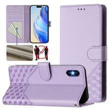 Load image into Gallery viewer, Honeycomb Embossing RFID Leather Phone Case, For iPhone 11 Pro Max, For iPhone 11, For iPhone 11 Pro, For iPhone X / XS, For iPhone XR, For iPhone XS Max, For iPhone 8 Plus / 7 Plus