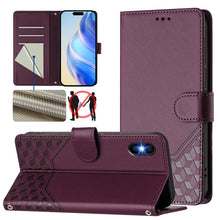 Load image into Gallery viewer, Honeycomb Embossing RFID Leather Phone Case, For iPhone 11 Pro Max, For iPhone 11, For iPhone 11 Pro, For iPhone X / XS, For iPhone XR, For iPhone XS Max, For iPhone 8 Plus / 7 Plus
