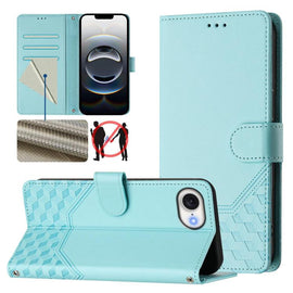 Honeycomb Embossing RFID Leather Phone Case, For iPhone 17e / 16e, For iPhone 17 Pro Max, For iPhone 17 Pro, For iPhone 17, For iPhone Air, For iPhone 16 Pro Max, For iPhone 16 Pro, For iPhone 16 Plus