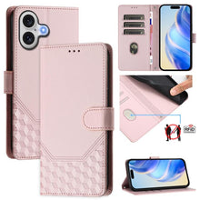Load image into Gallery viewer, Honeycomb Embossing RFID Leather Phone Case, For iPhone 17e / 16e, For iPhone 17 Pro Max, For iPhone 17 Pro, For iPhone 17, For iPhone Air, For iPhone 16 Pro Max, For iPhone 16 Pro, For iPhone 16 Plus