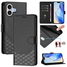 Load image into Gallery viewer, Honeycomb Embossing RFID Leather Phone Case, For iPhone 17e / 16e, For iPhone 17 Pro Max, For iPhone 17 Pro, For iPhone 17, For iPhone Air, For iPhone 16 Pro Max, For iPhone 16 Pro, For iPhone 16 Plus
