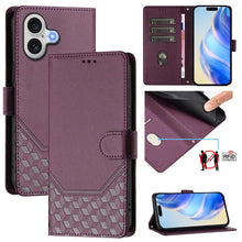 Load image into Gallery viewer, Honeycomb Embossing RFID Leather Phone Case, For iPhone 17e / 16e, For iPhone 17 Pro Max, For iPhone 17 Pro, For iPhone 17, For iPhone Air, For iPhone 16 Pro Max, For iPhone 16 Pro, For iPhone 16 Plus