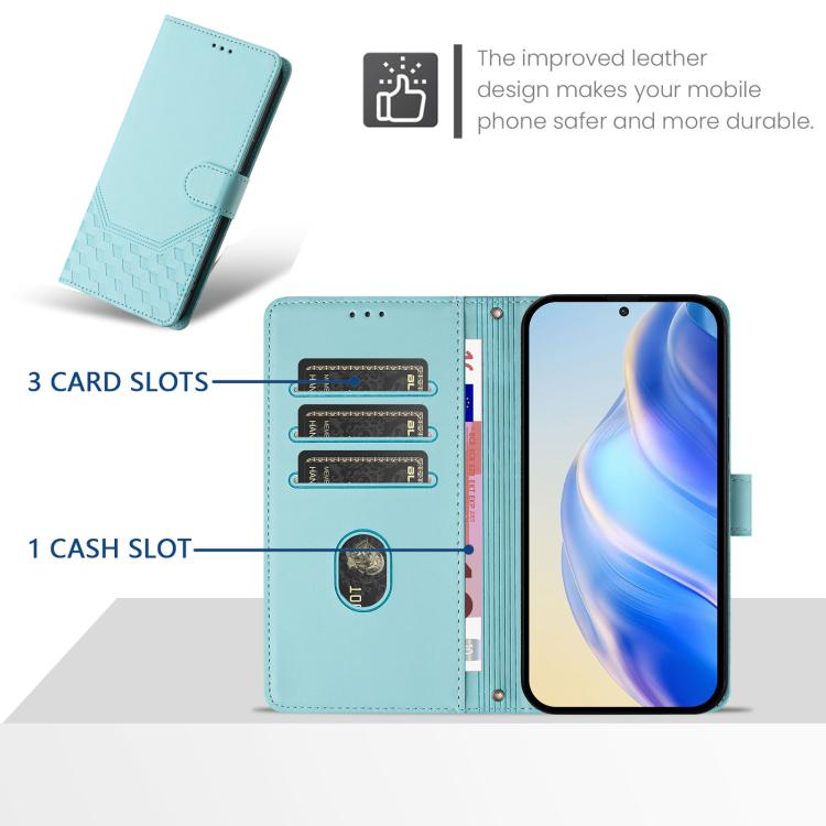 Honeycomb Embossing RFID Leather Phone Case, For iPhone 18 Pro / 17 Pro, For iPhone 18 Pro Max / 17 Pro Max, For iPhone 17e / 16e, For iPhone 17, For iPhone Air, For iPhone 16 Pro Max, For iPhone 16 Pro, For iPhone 16 Plus