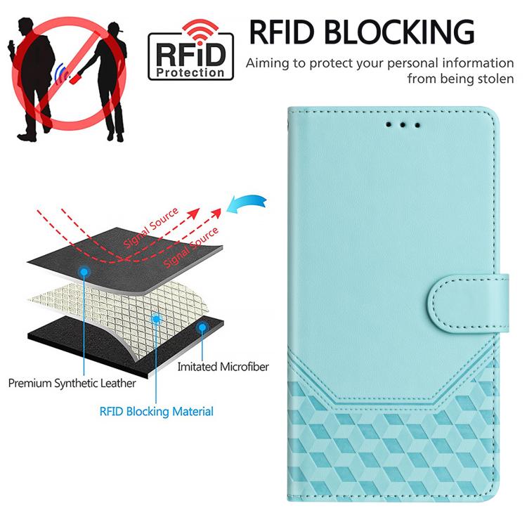 Honeycomb Embossing RFID Leather Phone Case, For iPhone 18 Pro / 17 Pro, For iPhone 18 Pro Max / 17 Pro Max, For iPhone 17e / 16e, For iPhone 17, For iPhone Air, For iPhone 16 Pro Max, For iPhone 16 Pro, For iPhone 16 Plus