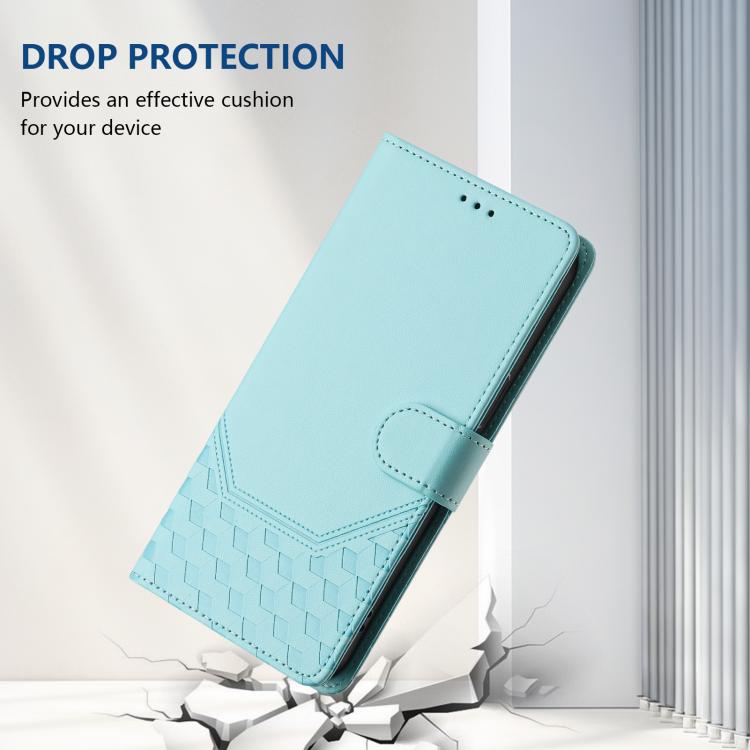 Honeycomb Embossing RFID Leather Phone Case, For iPhone 18 Pro / 17 Pro, For iPhone 18 Pro Max / 17 Pro Max, For iPhone 17e / 16e, For iPhone 17, For iPhone Air, For iPhone 16 Pro Max, For iPhone 16 Pro, For iPhone 16 Plus
