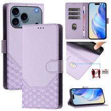 Load image into Gallery viewer, Honeycomb Embossing RFID Leather Phone Case, For iPhone 18 Pro / 17 Pro, For iPhone 18 Pro Max / 17 Pro Max, For iPhone 17e / 16e, For iPhone 17, For iPhone Air, For iPhone 16 Pro Max, For iPhone 16 Pro, For iPhone 16 Plus