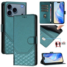 Load image into Gallery viewer, Honeycomb Embossing RFID Leather Phone Case, For iPhone 18 Pro / 17 Pro, For iPhone 18 Pro Max / 17 Pro Max, For iPhone 17e / 16e, For iPhone 17, For iPhone Air, For iPhone 16 Pro Max, For iPhone 16 Pro, For iPhone 16 Plus