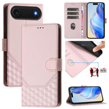 Load image into Gallery viewer, Honeycomb Embossing RFID Leather Phone Case, For iPhone 17e / 16e, For iPhone 17 Pro Max, For iPhone 17 Pro, For iPhone 17, For iPhone Air, For iPhone 16 Pro Max, For iPhone 16 Pro, For iPhone 16 Plus