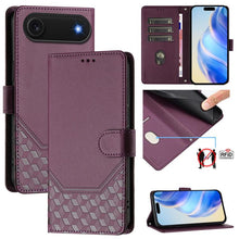 Load image into Gallery viewer, Honeycomb Embossing RFID Leather Phone Case, For iPhone 17e / 16e, For iPhone 17 Pro Max, For iPhone 17 Pro, For iPhone 17, For iPhone Air, For iPhone 16 Pro Max, For iPhone 16 Pro, For iPhone 16 Plus