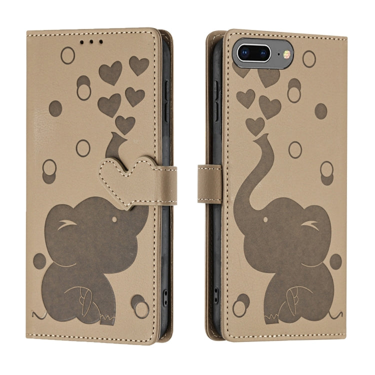 Cartoon Elephant Embossed Leather Phone Case, For iPhone XR, For iPhone XS Max, For iPhone 8 Plus / 7 Plus