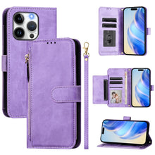 Load image into Gallery viewer, Multi-Card Slots Zipper Wallet Leather Phone Case, For iPhone 16, For iPhone 15 Pro Max, For iPhone 15 Pro, For iPhone 15 Plus, For iPhone 15, For iPhone 14 Plus, For iPhone 14 / 13, For iPhone 14 Pro
