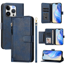 Load image into Gallery viewer, Multi-Card Slots Zipper Wallet Leather Phone Case, For iPhone 16, For iPhone 15 Pro Max, For iPhone 15 Pro, For iPhone 15 Plus, For iPhone 15, For iPhone 14 Plus, For iPhone 14 / 13, For iPhone 14 Pro