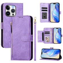 Load image into Gallery viewer, Multi-Card Slots Zipper Wallet Leather Phone Case, For iPhone 16, For iPhone 15 Pro Max, For iPhone 15 Pro, For iPhone 15 Plus, For iPhone 15, For iPhone 14 Plus, For iPhone 14 / 13, For iPhone 14 Pro