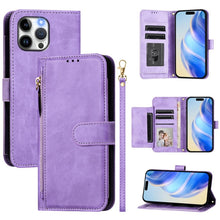 Load image into Gallery viewer, Multi-Card Slots Zipper Wallet Leather Phone Case, For iPhone 14 Pro Max, For iPhone SE 2022 / 2020 / 8 / 7, For iPhone 13 Pro Max, For iPhone 13 Pro, For iPhone 13 mini, For iPhone 12 / 12 Pro, For iPhone 12 Pro Max, For iPhone 12 mini