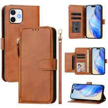Load image into Gallery viewer, Multi-Card Slots Zipper Wallet Leather Phone Case, For iPhone 14 Pro Max, For iPhone SE 2022 / 2020 / 8 / 7, For iPhone 13 Pro Max, For iPhone 13 Pro, For iPhone 13 mini, For iPhone 12 / 12 Pro, For iPhone 12 Pro Max, For iPhone 12 mini