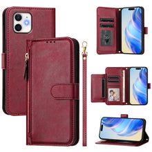 Load image into Gallery viewer, Multi-Card Slots Zipper Wallet Leather Phone Case, For iPhone 11 Pro Max, For iPhone 11, For iPhone 11 Pro, For iPhone X / XS, For iPhone XR, For iPhone XS Max, For iPhone 8 Plus / 7 Plus
