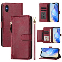 Load image into Gallery viewer, Multi-Card Slots Zipper Wallet Leather Phone Case, For iPhone 11 Pro Max, For iPhone 11, For iPhone 11 Pro, For iPhone X / XS, For iPhone XR, For iPhone XS Max, For iPhone 8 Plus / 7 Plus