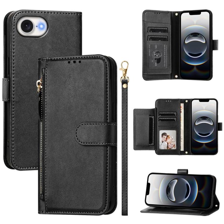 Multi-Card Slots Zipper Wallet Leather Phone Case, For iPhone 18 Pro / 17 Pro, For iPhone 18 Pro Max / 17 Pro Max, For iPhone 17e / 16e, For iPhone 17, For iPhone Air, For iPhone 16 Pro Max, For iPhone 16 Pro, For iPhone 16 Plus