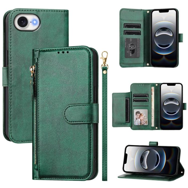 Multi-Card Slots Zipper Wallet Leather Phone Case, For iPhone 18 Pro / 17 Pro, For iPhone 18 Pro Max / 17 Pro Max, For iPhone 17e / 16e, For iPhone 17, For iPhone Air, For iPhone 16 Pro Max, For iPhone 16 Pro, For iPhone 16 Plus