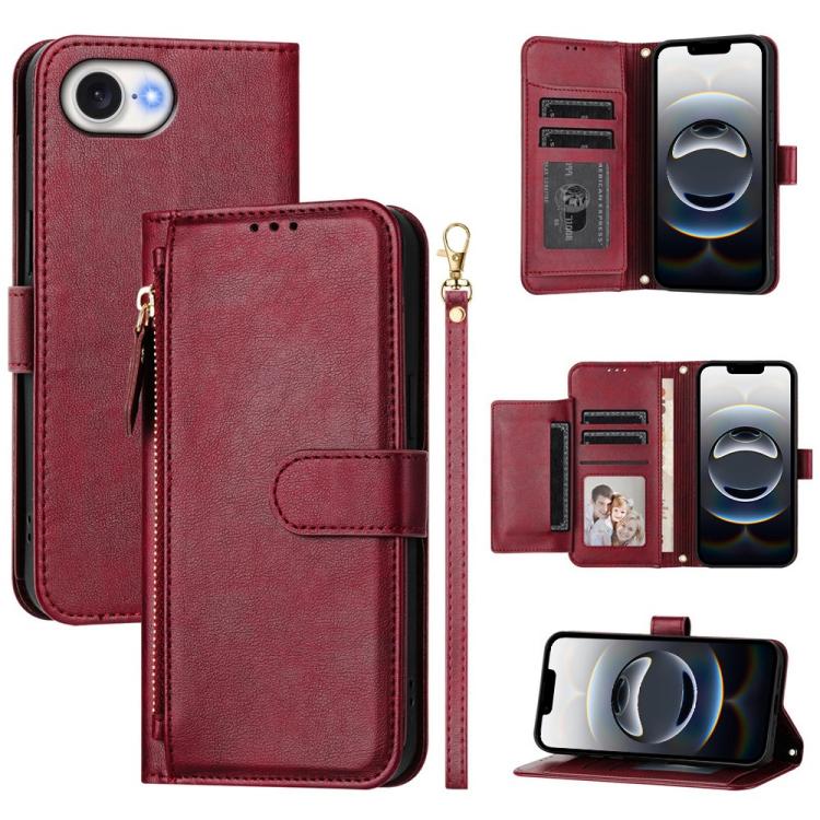 Multi-Card Slots Zipper Wallet Leather Phone Case, For iPhone 18 Pro / 17 Pro, For iPhone 18 Pro Max / 17 Pro Max, For iPhone 17e / 16e, For iPhone 17, For iPhone Air, For iPhone 16 Pro Max, For iPhone 16 Pro, For iPhone 16 Plus