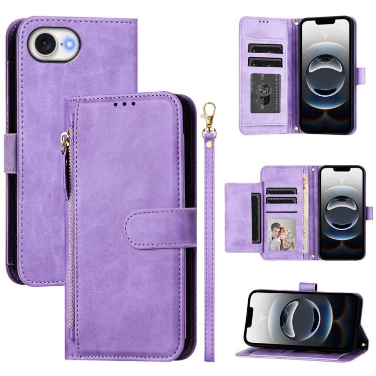 Multi-Card Slots Zipper Wallet Leather Phone Case, For iPhone 18 Pro / 17 Pro, For iPhone 18 Pro Max / 17 Pro Max, For iPhone 17e / 16e, For iPhone 17, For iPhone Air, For iPhone 16 Pro Max, For iPhone 16 Pro, For iPhone 16 Plus