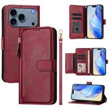 Load image into Gallery viewer, Multi-Card Slots Zipper Wallet Leather Phone Case, For iPhone 18 Pro / 17 Pro, For iPhone 18 Pro Max / 17 Pro Max, For iPhone 17e / 16e, For iPhone 17, For iPhone Air, For iPhone 16 Pro Max, For iPhone 16 Pro, For iPhone 16 Plus