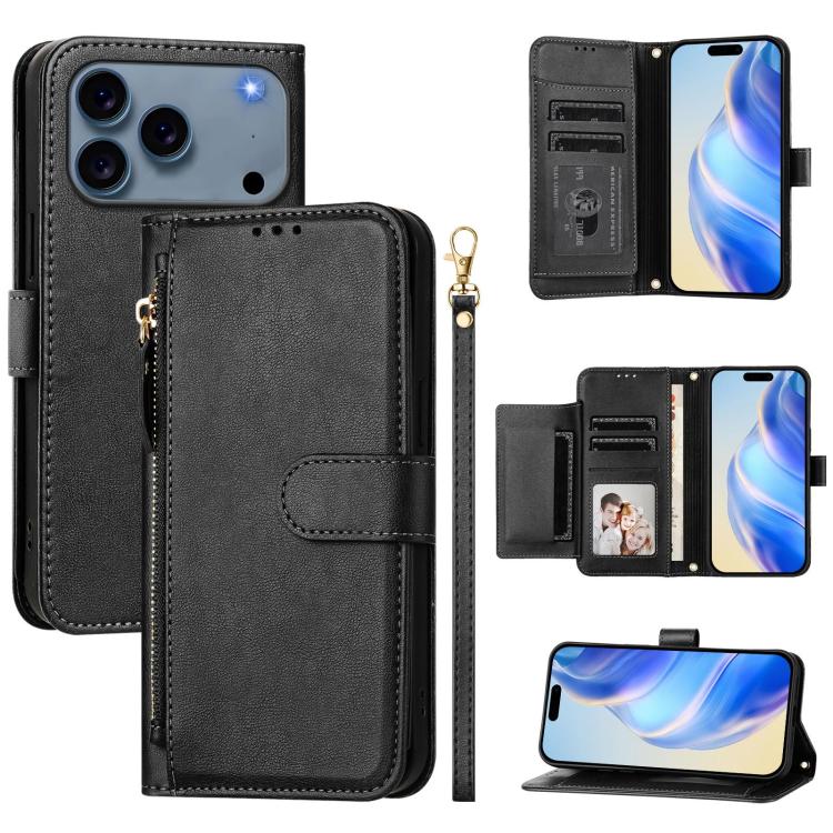Multi-Card Slots Zipper Wallet Leather Phone Case, For iPhone 18 Pro / 17 Pro, For iPhone 18 Pro Max / 17 Pro Max, For iPhone 17e / 16e, For iPhone 17, For iPhone Air, For iPhone 16 Pro Max, For iPhone 16 Pro, For iPhone 16 Plus