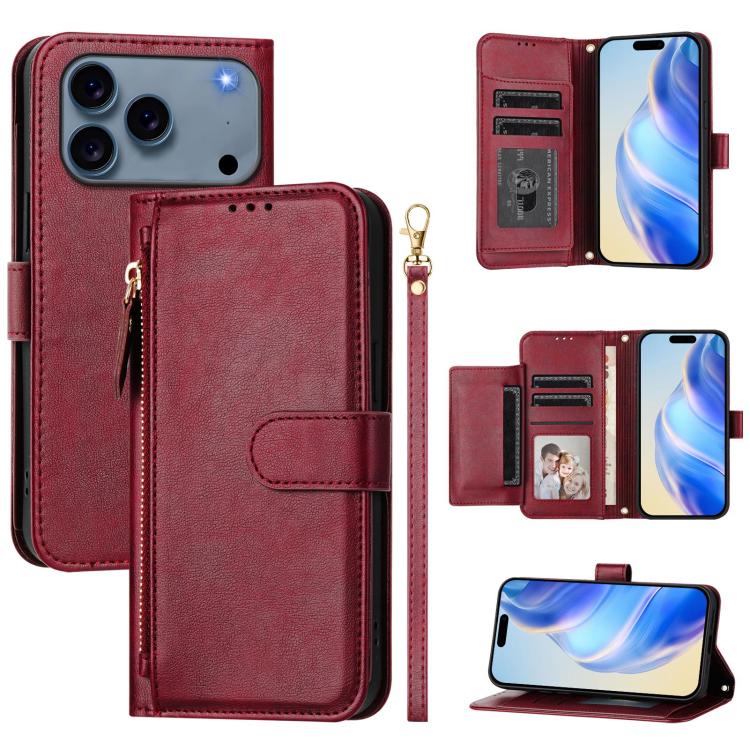 Multi-Card Slots Zipper Wallet Leather Phone Case, For iPhone 18 Pro / 17 Pro, For iPhone 18 Pro Max / 17 Pro Max, For iPhone 17e / 16e, For iPhone 17, For iPhone Air, For iPhone 16 Pro Max, For iPhone 16 Pro, For iPhone 16 Plus