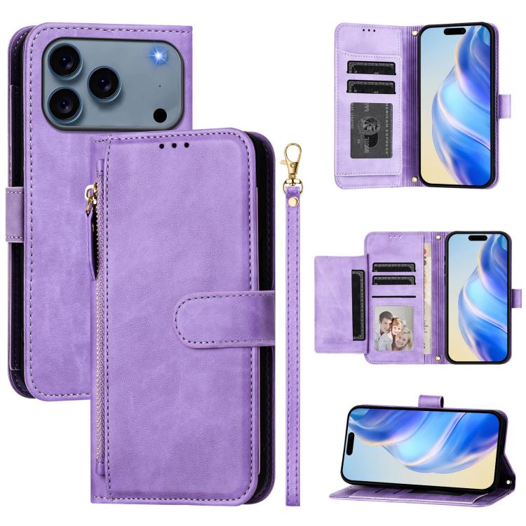 Multi-Card Slots Zipper Wallet Leather Phone Case, For iPhone 18 Pro / 17 Pro, For iPhone 18 Pro Max / 17 Pro Max, For iPhone 17e / 16e, For iPhone 17, For iPhone Air, For iPhone 16 Pro Max, For iPhone 16 Pro, For iPhone 16 Plus