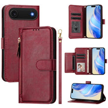 Load image into Gallery viewer, Multi-Card Slots Zipper Wallet Leather Phone Case, For iPhone 17e / 16e, For iPhone 17 Pro Max, For iPhone 17 Pro, For iPhone 17, For iPhone Air, For iPhone 16 Pro Max, For iPhone 16 Pro, For iPhone 16 Plus