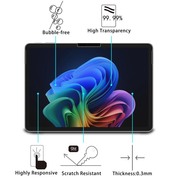 9H 0.3mm Explosion-proof Tempered Glass Film, For Microsoft Surface Pro 12 inch 2025, For Microsoft Surface Pro 11 13 inch