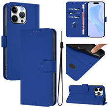 Load image into Gallery viewer, Skin Feel Solid Color Leather Phone Case with Lanyard, For iPhone Air, For iPhone 16 Pro Max