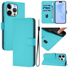 Load image into Gallery viewer, Skin Feel Solid Color Leather Phone Case with Lanyard, For iPhone 16 Pro, For iPhone 16 Plus