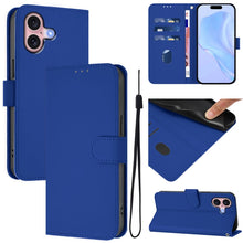 Load image into Gallery viewer, Skin Feel Solid Color Leather Phone Case with Lanyard, For iPhone 16, For iPhone 15 Pro Max