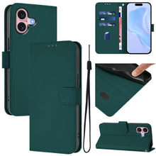 Load image into Gallery viewer, Skin Feel Solid Color Leather Phone Case with Lanyard, For iPhone 16, For iPhone 15 Pro Max