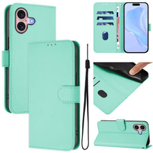 Load image into Gallery viewer, Skin Feel Solid Color Leather Phone Case with Lanyard, For iPhone 16, For iPhone 15 Pro Max
