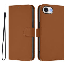 Skin Feel Solid Color Leather Phone Case with Lanyard, For iPhone 17e / 16e, For iPhone 17